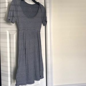 Navy and silver striped dress
